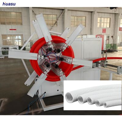 PLC Control Single Wall Corrugated Pipe Extrusion Line Incorporating HDPE and Rotary Mold Type Corrugator for Pipe Production