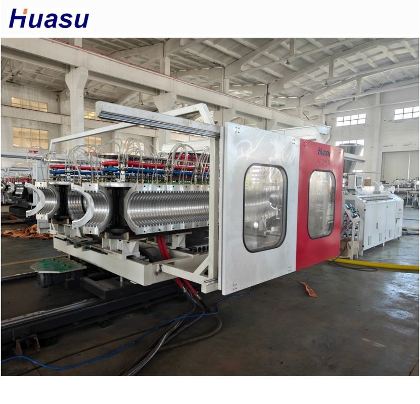 Extruder conico a doppia vite PVC doppia parete tubo ondulato macchina di estrusione per tubi di plastica