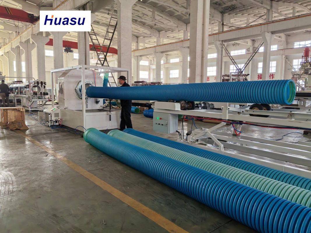 Linea di produzione automatica di tubi corrugati in PVC con diametro del tubo da 32-1600mm, capacità 60-2000kg/h e sistema PLC Siemens