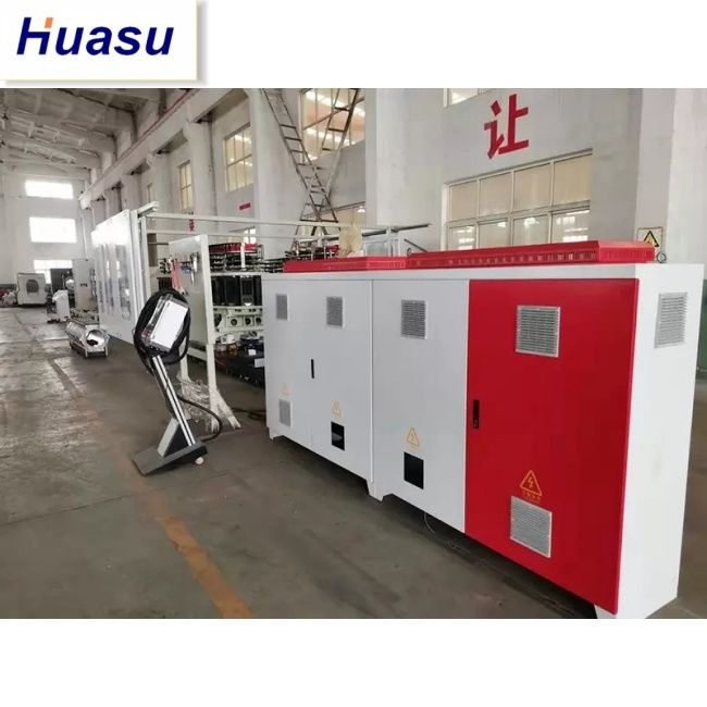 Linea di estrusione tubi DWC con estrusore a doppia vite conica per diametro tubi 32-1600mm e capacità 60-2000kg/h