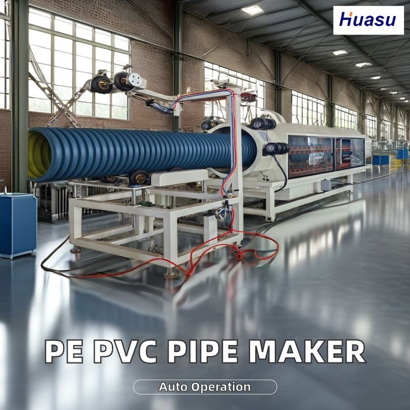 Linea di produzione tubi corrugati a doppia parete in PVC, capacità 500-2000 kg/h