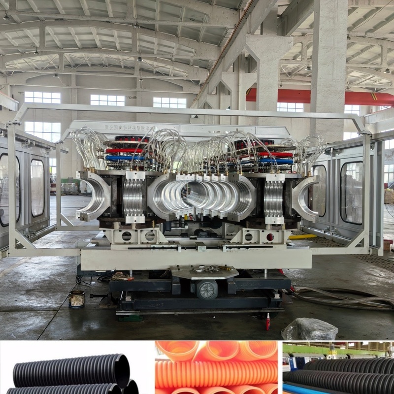 Macchina per tubi ondulati a doppia parete con diametro del tubo da 300 mm a 1600 mm Sistema Siemens PLC e belling online per PVC/PE