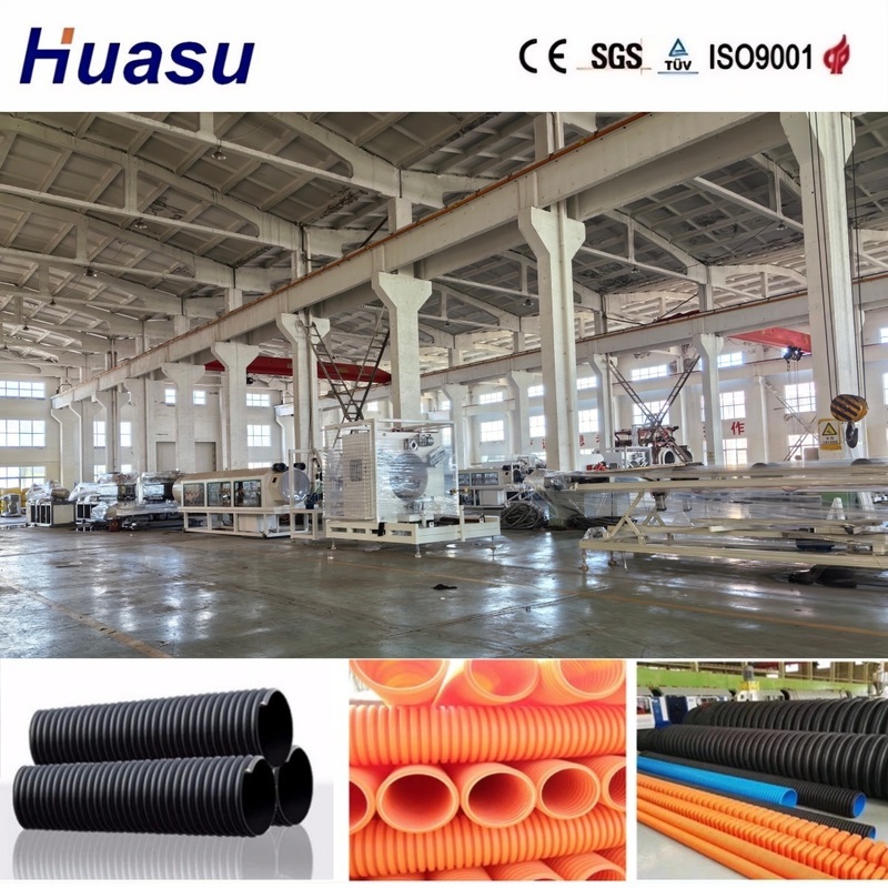 PVC Corrugated Pipe Manufacturing Line for 500mm 800mm 1600mm Pipe Sizes with 400KG/H-600KG/H Output and 32-1600mm Range