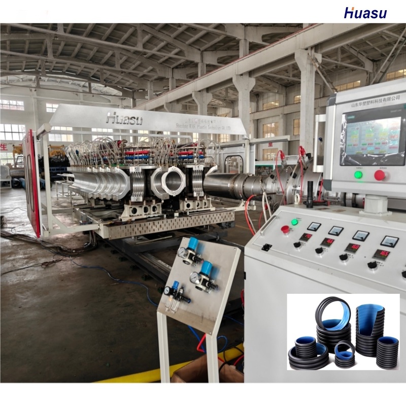 Double Wall Corrugated Pipe Extrusion Line with 6m or Customized Pipe Length HDPE PVC Model and Single or Twin Screw Co-extruder