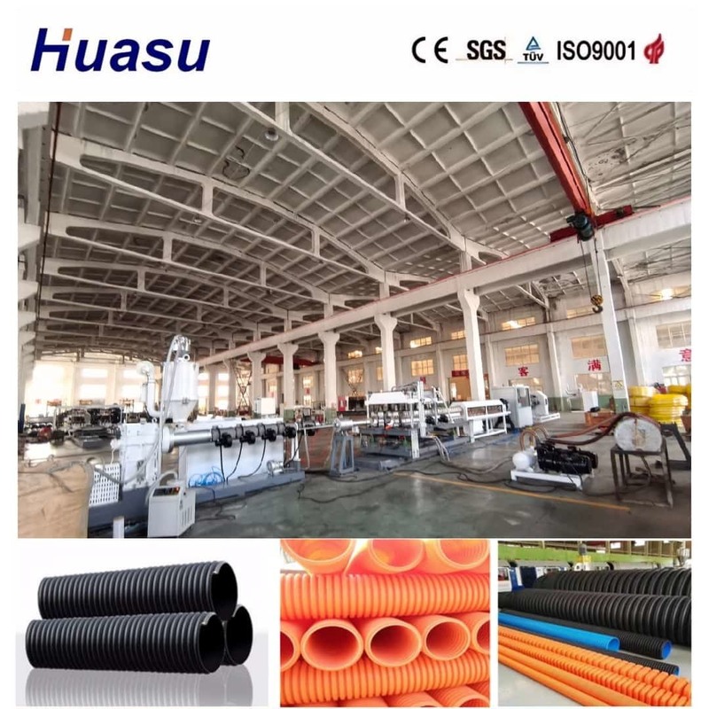 Linea di estrusione di tubi ondulati a parete singola da semiautomatica a completamente automatica con capacità di 60-2000 kg/h e diametro di tubo da 32 mm a 1600 mm