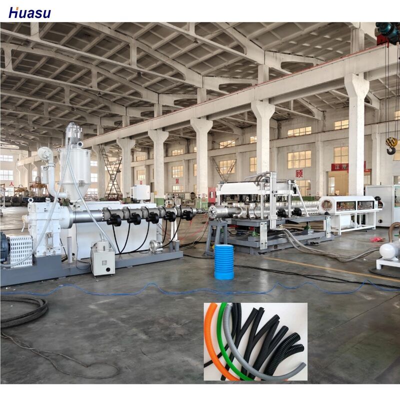 Linea di estrusione per tubi corrugati a doppia parete con rapporto vite 33:1, raffreddamento ad acqua e controllo PLC Siemens