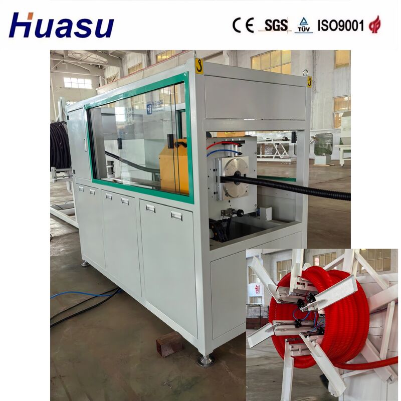 Linea di estrusione a distanza di tubi ondulati controllata da PLC con una gamma di diametro da 32 mm a 1600 mm e un'estruttore a vite singola per la protezione dei cavi