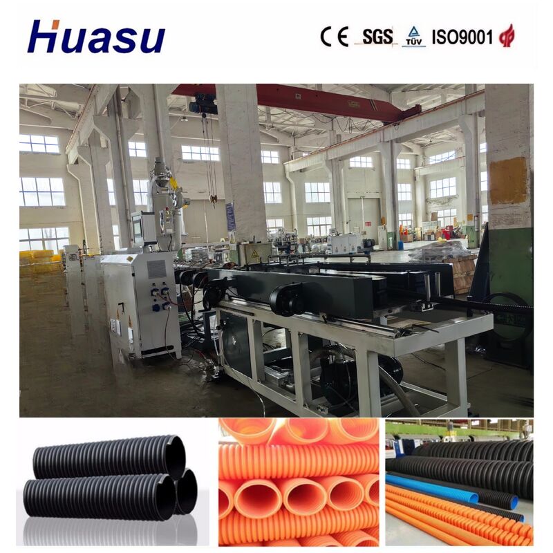 Linea di estrusione di tubi ondulati industriali a parete singola con sistema di controllo PLC per tubi HDPE PE PVC PP di diametro 32 mm-1600 mm