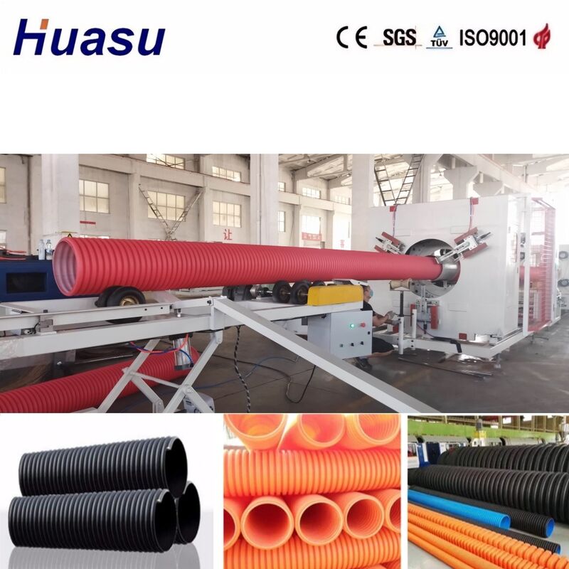Linea di estrusione per tubi corrugati a doppia parete con diametro interno da 32 mm a 1600 mm, controllo PLC Siemens e alta produttività