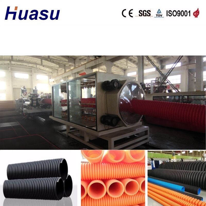 Linea di estrusione di tubi ondulati a doppia parete con controllo PLC di diametro interno da 32 mm a 1600 mm e elevata produttività per impianti di produzione