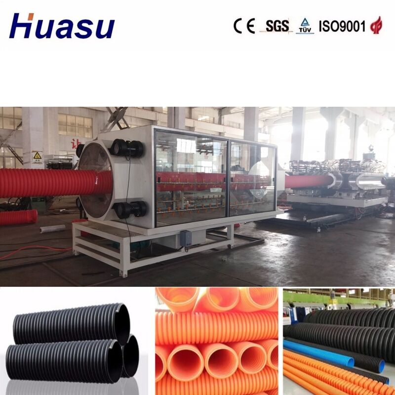 Linea di estrusione di tubi corrugati a doppia parete ad alta produttività con diametro di tubo 32-1600 mm e controllo PLC Siemens