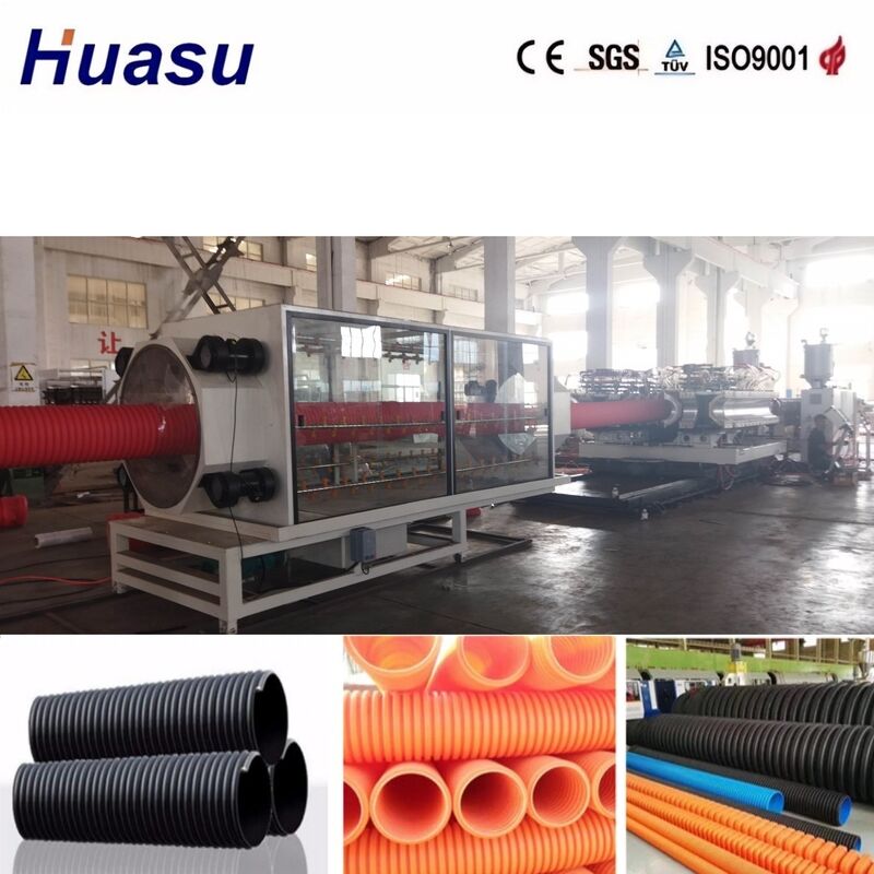 Siemens PLC Controlled Double Wall Corrugated Pipe Extrusion Line con testa di stampaggio in acciaio legato di alta qualità e capacità di uscita da 100 a 3000 kg/h