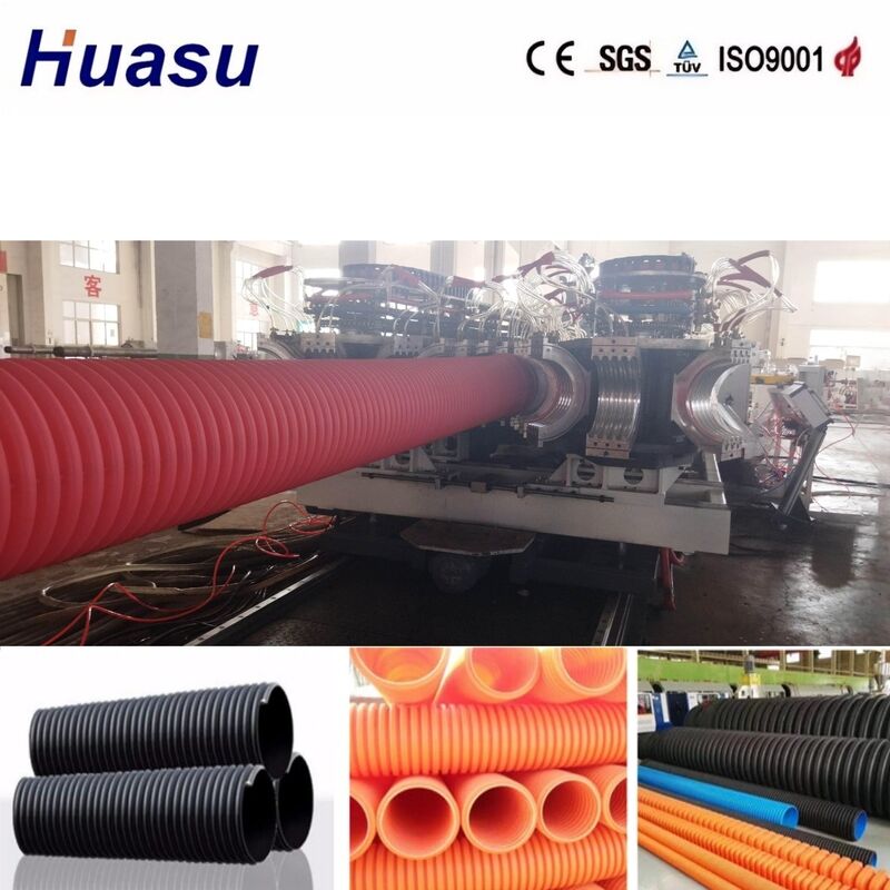 Linea di estrusione di tubi ondulati a doppia parete con diametro di tubo da 32 mm a 1600 mm, controllo Siemens PLC e alta produttività da 100 a 3000 kg/h per ingegneria municipale