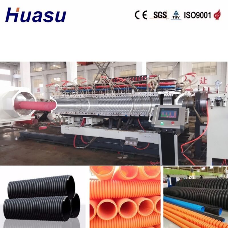 Linea di estrusione per tubi corrugati a doppia parete con diametro interno da 32 mm a 1600 mm, controllo PLC Siemens e alta produttività