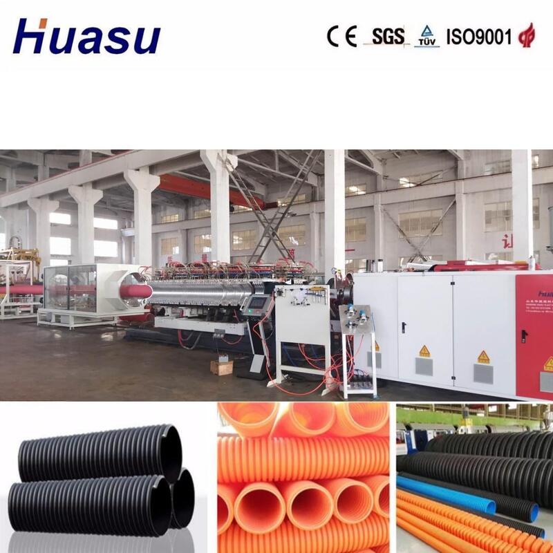 Siemens PLC Controlled Double Wall Corrugated Pipe Extrusion Line con testa di stampaggio in acciaio legato di alta qualità e capacità di uscita da 100 a 3000 kg/h