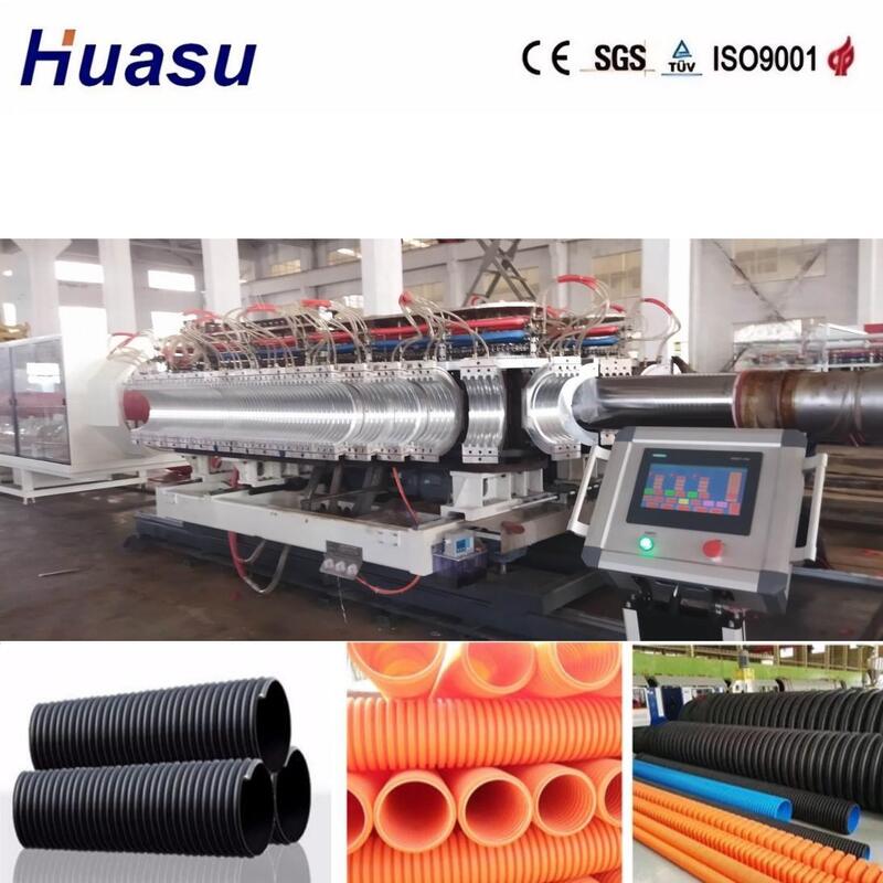 Siemens PLC Controlled Double Wall Corrugated Pipe Extrusion Line con testa di stampaggio in acciaio legato di alta qualità e capacità di uscita da 100 a 3000 kg/h