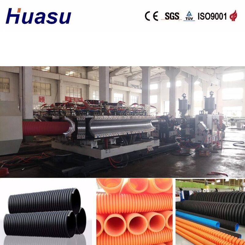 Linea di estrusione per tubi corrugati a doppia parete con diametro del tubo da 32-1600 mm, controllo PLC Siemens e alta produttività