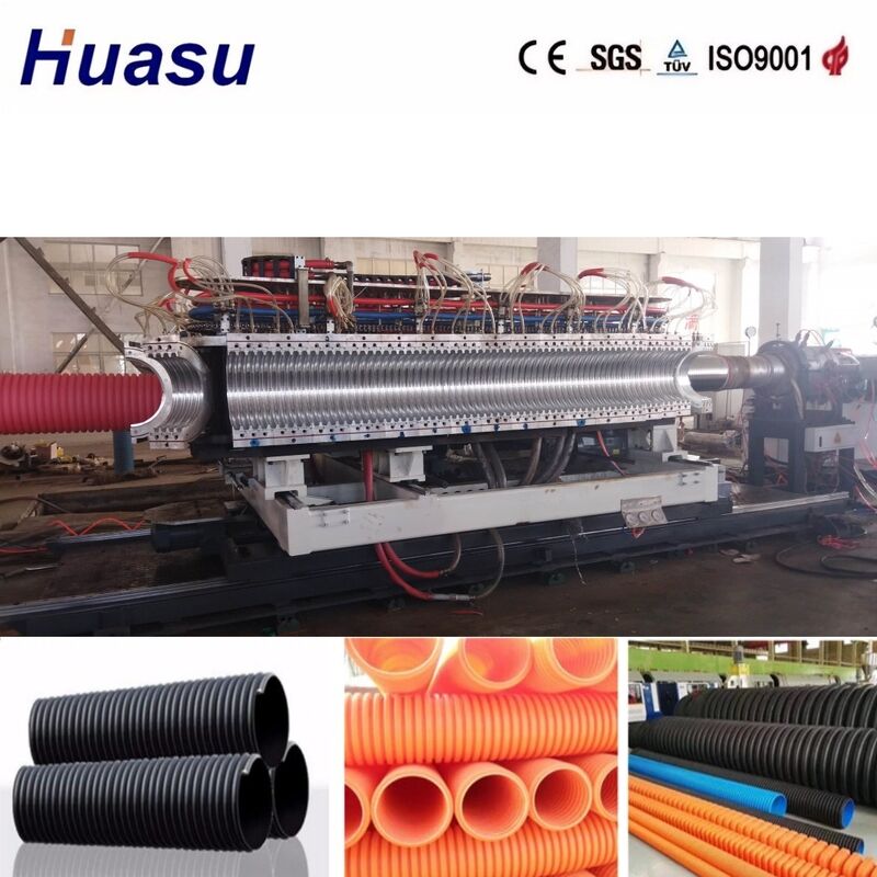Linea di estrusione per tubi corrugati a doppia parete con diametro del tubo da 32-1600 mm, controllo PLC Siemens e alta produttività