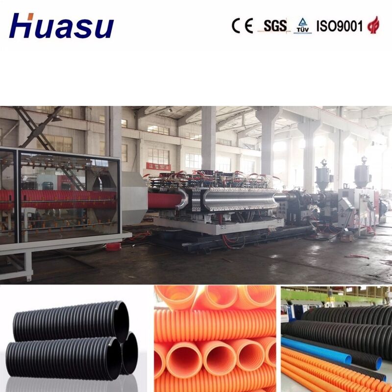 Linea di estrusione di tubi ondulati a doppia parete con controllo PLC di diametro interno da 32 mm a 1600 mm e elevata produttività per impianti di produzione