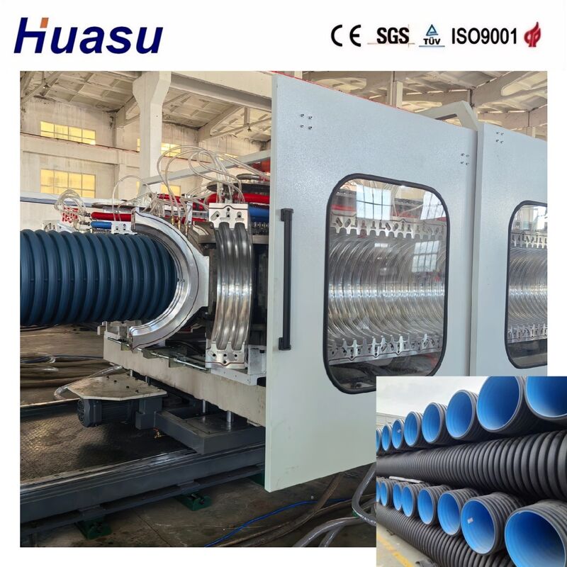 Linea di estrusione di tubi ondulati a doppia parete ad alta produttività per HDPE/PE/PP/PVC/MPP con diametro di tubo 32-1600 mm