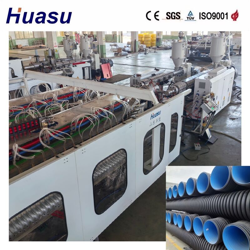 Linea di estrusione di tubi ondulati a doppia parete ad alta produttività per HDPE/PE/PP/PVC/MPP con diametro di tubo 32-1600 mm
