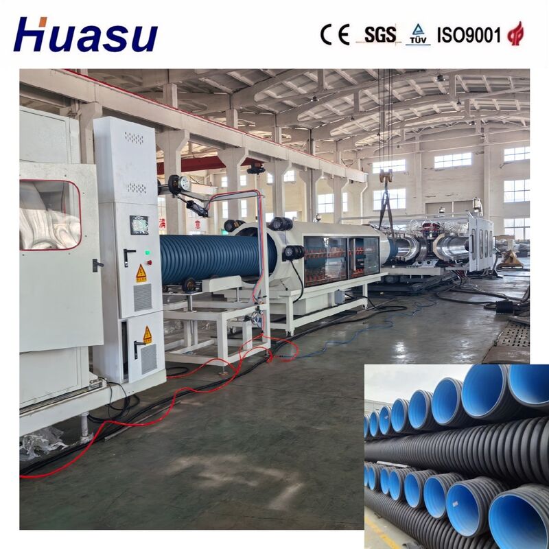 Linea di estrusione di tubi ondulati a doppia parete ad alta produttività per HDPE/PE/PP/PVC/MPP con diametro di tubo 32-1600 mm