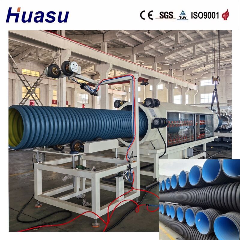 Linea di estrusione di tubi ondulati a doppia parete ad alta produttività per HDPE/PE/PP/PVC/MPP con diametro di tubo 32-1600 mm