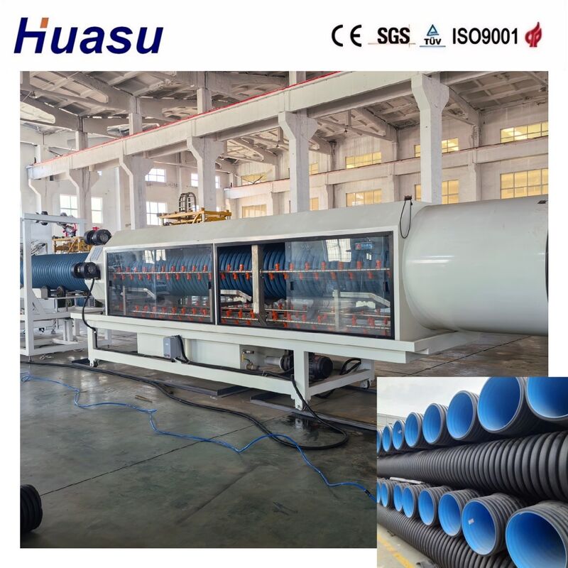 Linea di estrusione di tubi ondulati a doppia parete ad alta produttività per HDPE/PE/PP/PVC/MPP con diametro di tubo 32-1600 mm