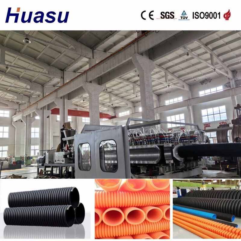Linea di estrusione di tubi corrugati a doppia parete controllata da PLC per un'elevata produttività con diametro di tubo da 32 a 1600 mm
