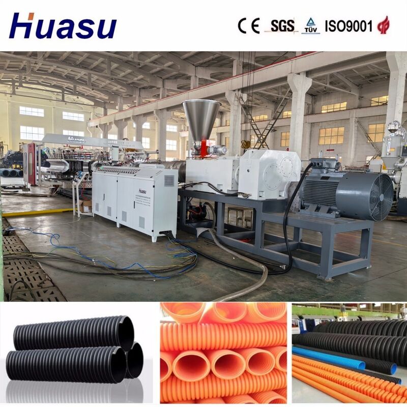 Linea di estrusione di tubi corrugati a doppia parete controllata da PLC per un'elevata produttività con diametro di tubo da 32 a 1600 mm