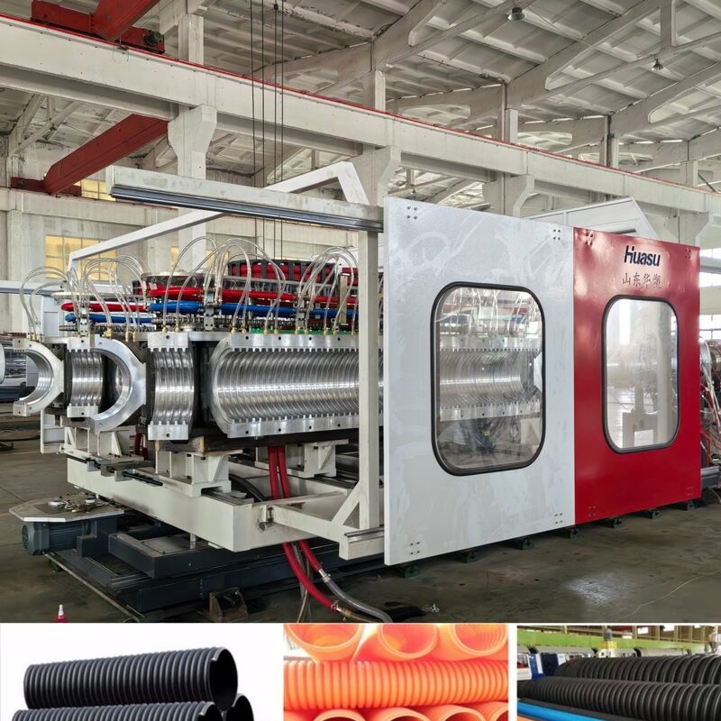 Linea di estrusione di tubi corrugati a doppia parete controllata da PLC per un'elevata produttività con diametro di tubo da 32 a 1600 mm